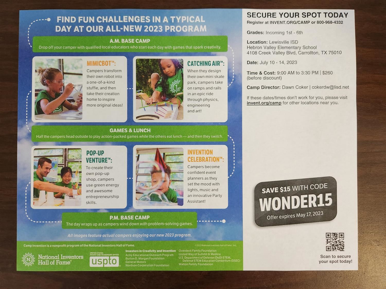  camp invention July 10-14